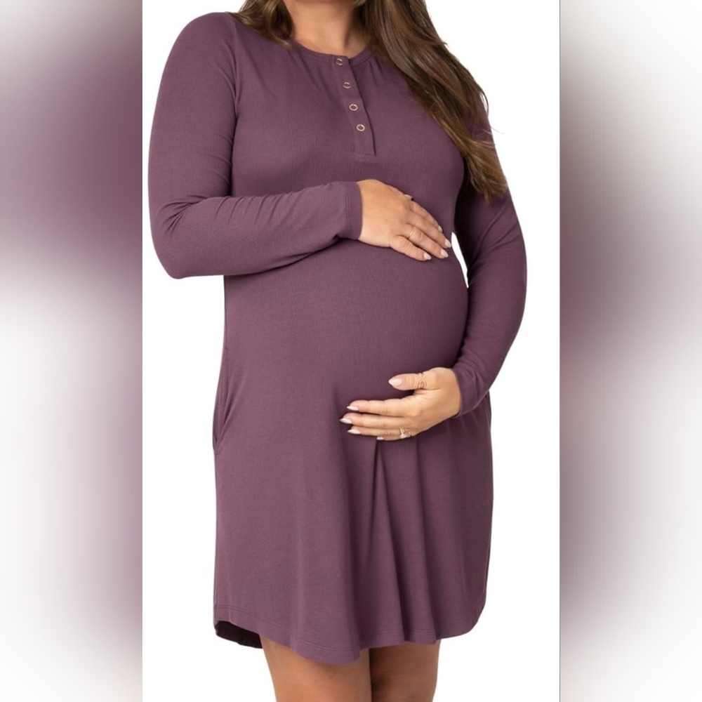 Kindred Bravely Riley Maternity & Nursing Nightgown, Ribbed Postpartum Pajamas